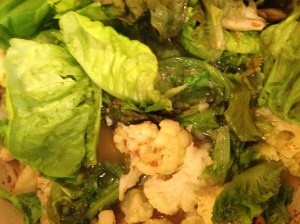 ingredients for lettuce and cauliflower soup